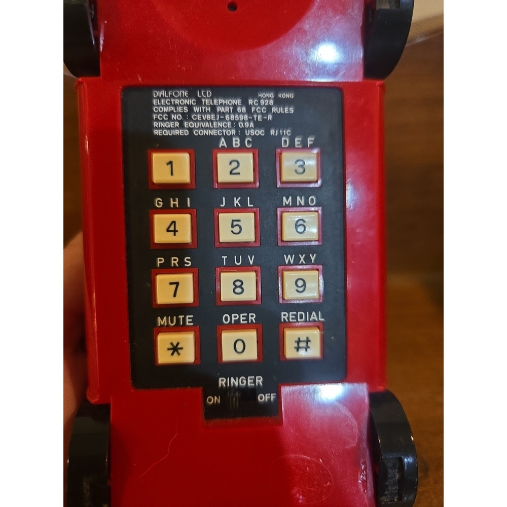 Vintage 1985 Telephone Dialfone Red Sport Car Auto Novelty RC22 Phone Hong Kong - Picture 6 of 9